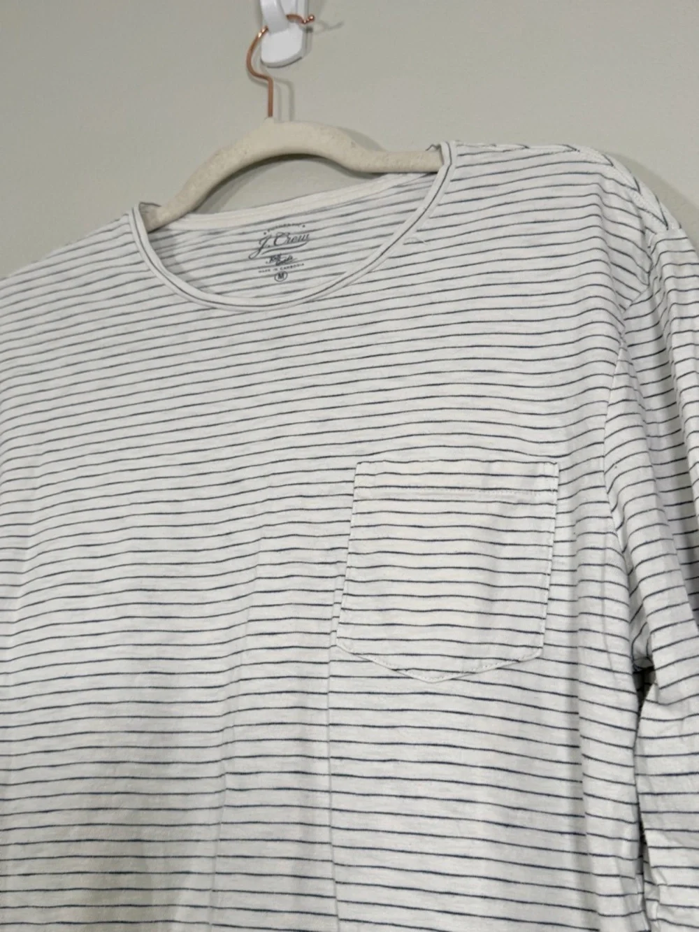 J. Crew Shirt Long-Sleeve Tee Stripe White Black 100% Cotton Knit Top Women M
